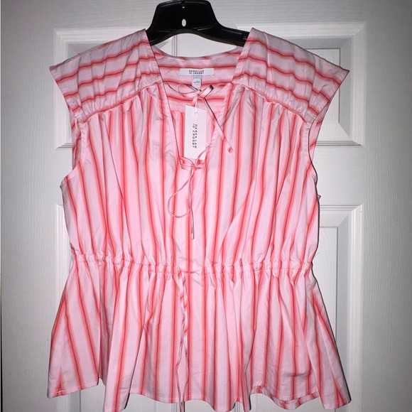 10 Crosby Derek Lam Tops - 10 Crosby Derek Lam Pink Striped Drawstring Blouse